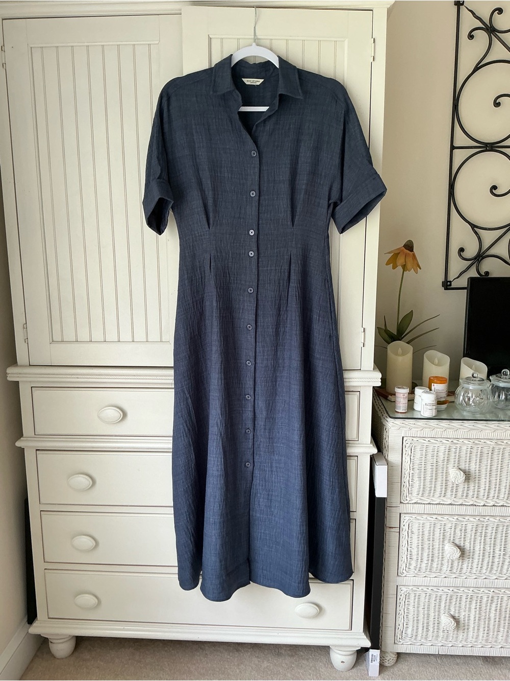 NWOT Max Studio London Denim Blue Sleeveless Shirt Dress 👗